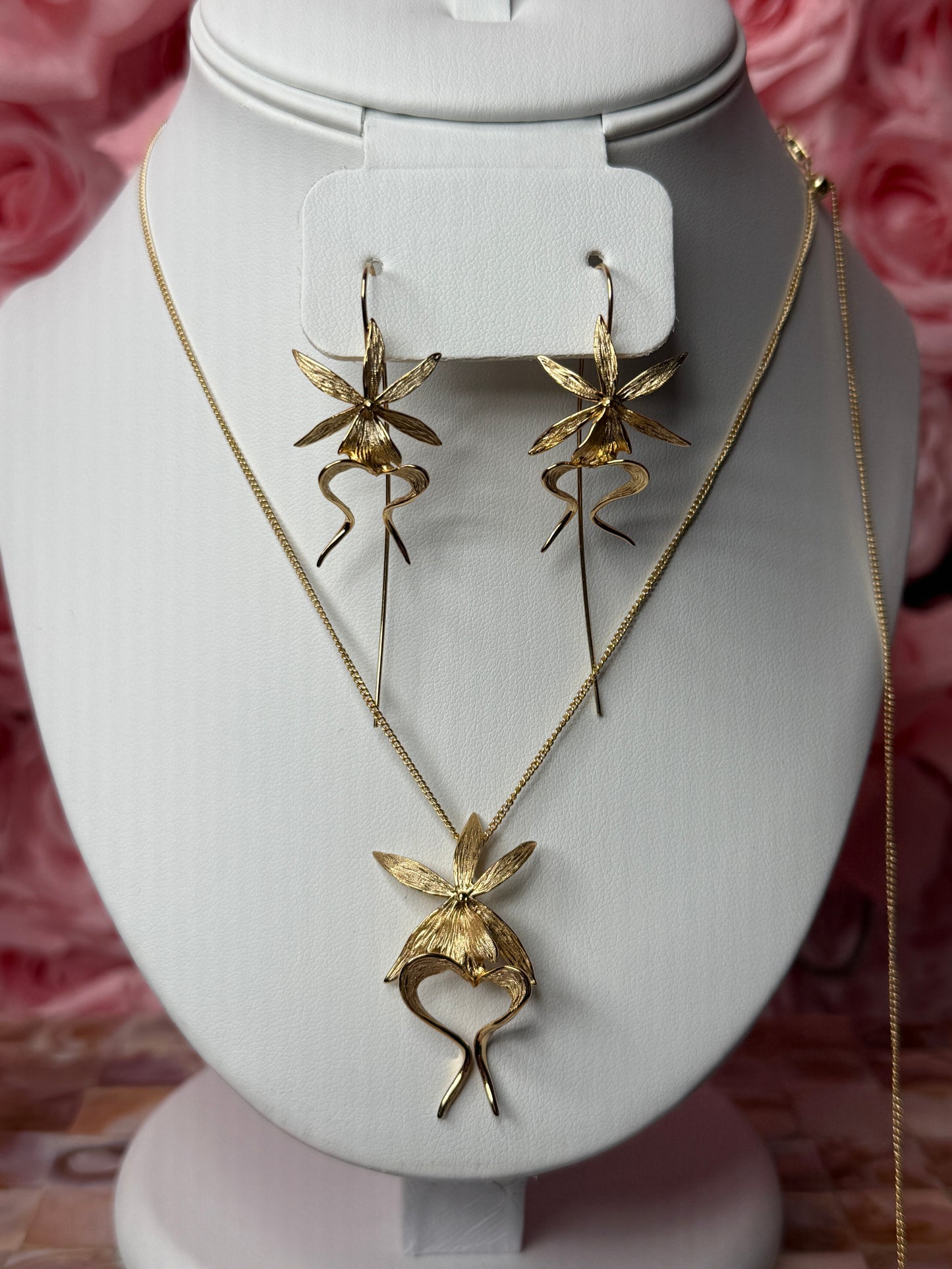 Ghost Orchid Gold Pendant Necklace