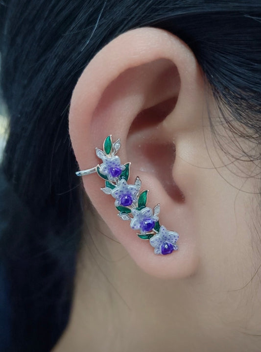 Orchid Fleur Collection: Lavendar Polka Cattleya Orchid Ear Cuff Stud Climber