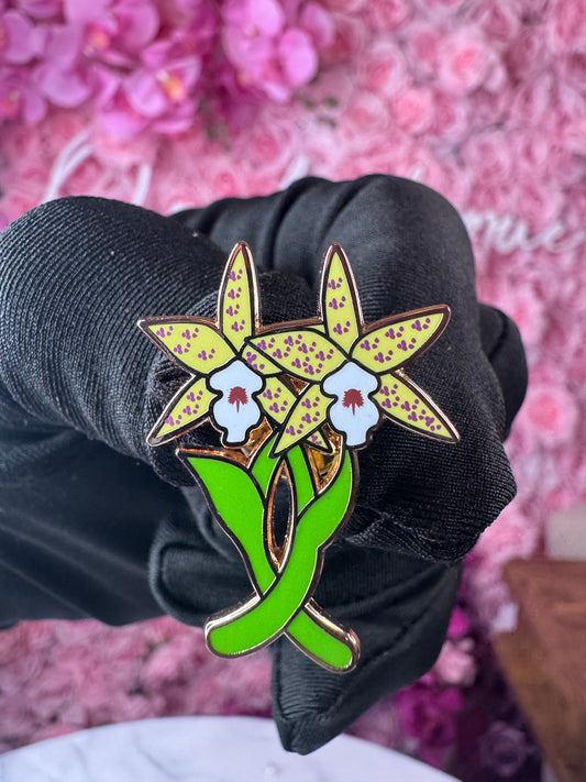 Double Laelia Enamel Pin- Orchid Flower Enamel Pin