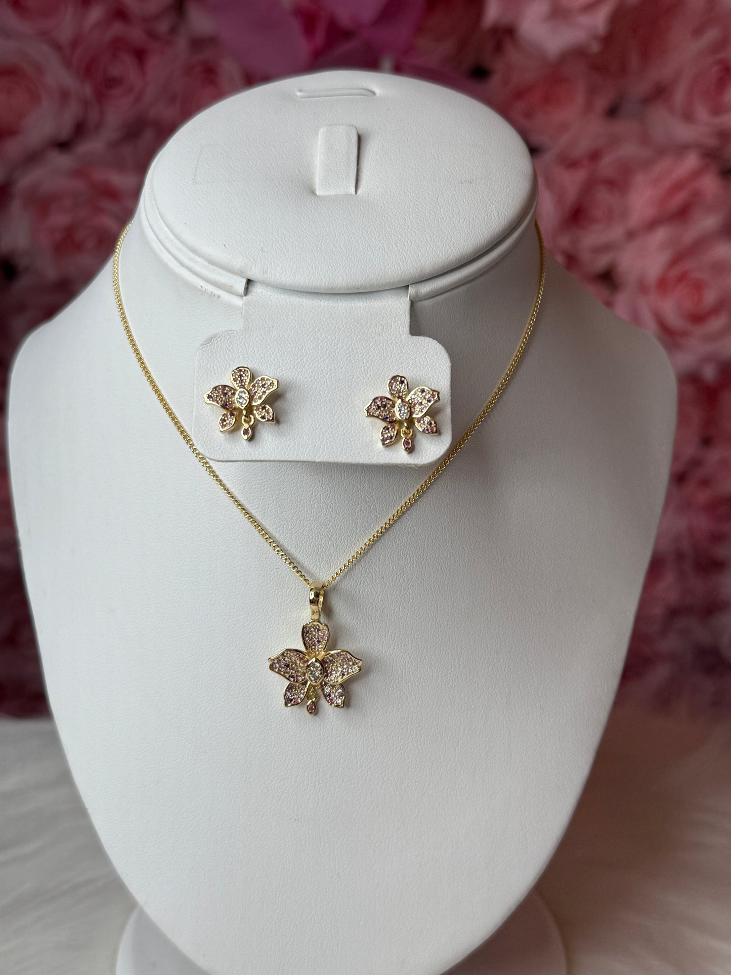 Fairy Dream Cattleya Collection - Gold Lavendar Splash Pink Zircon Cattleya Drop