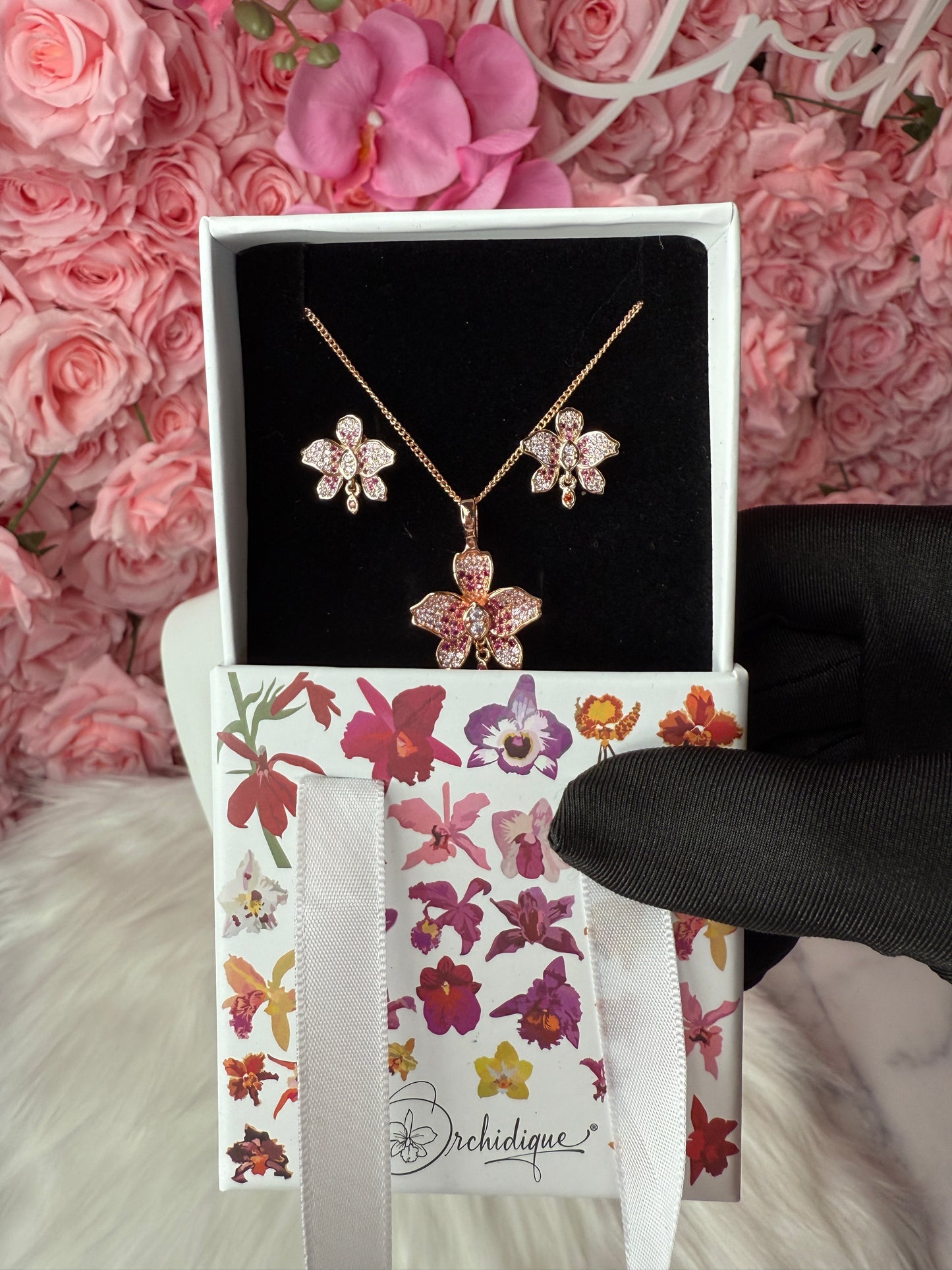 Fairy Dream Cattleya Collection -Rose Gold Splash Pink Zircon Cattleya Drop - Orchidique