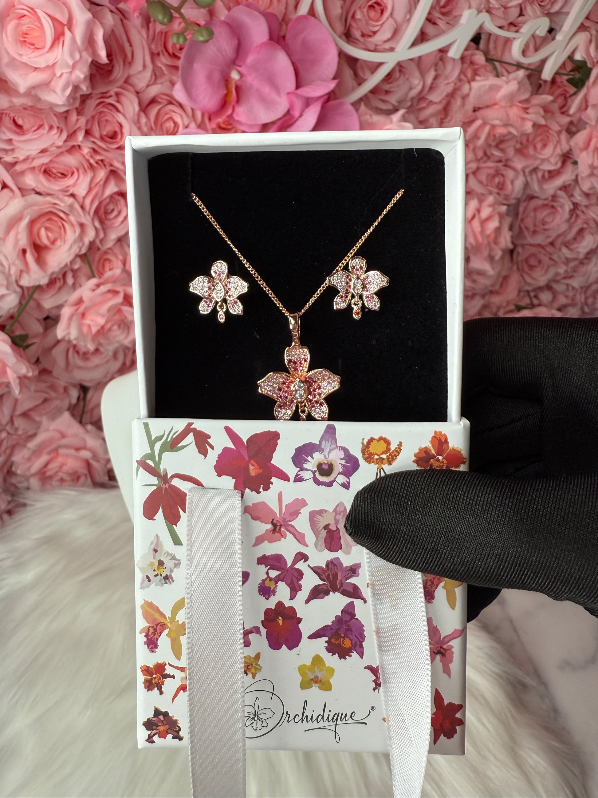 Fairy Dream Cattleya Collection -Rose Gold Splash Pink Zircon Cattleya Drop - Orchidique
