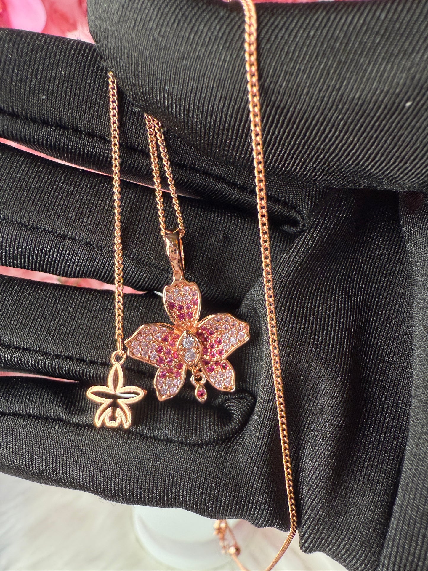 Fairy Dream Cattleya Collection -Rose Gold Splash Pink Zircon Cattleya Drop - Orchidique