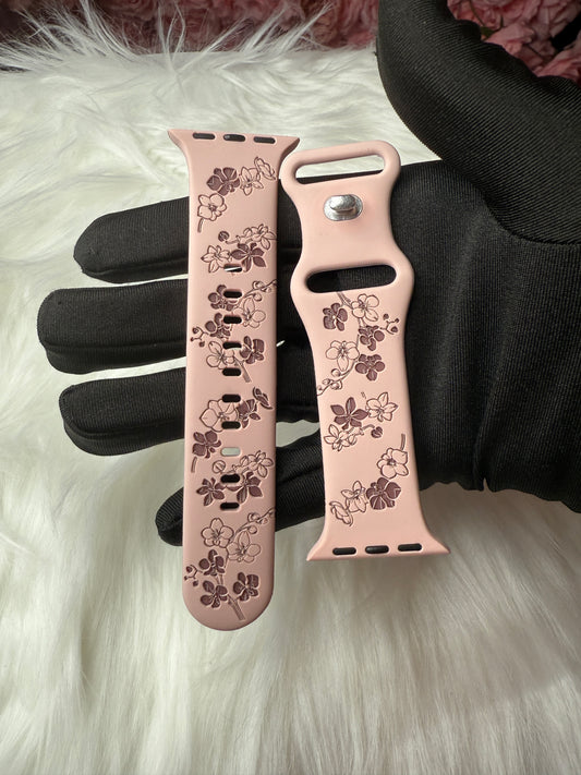 Phalaenopsis Pink Sand Engraved Apple Watch Bands  38/40/41mm