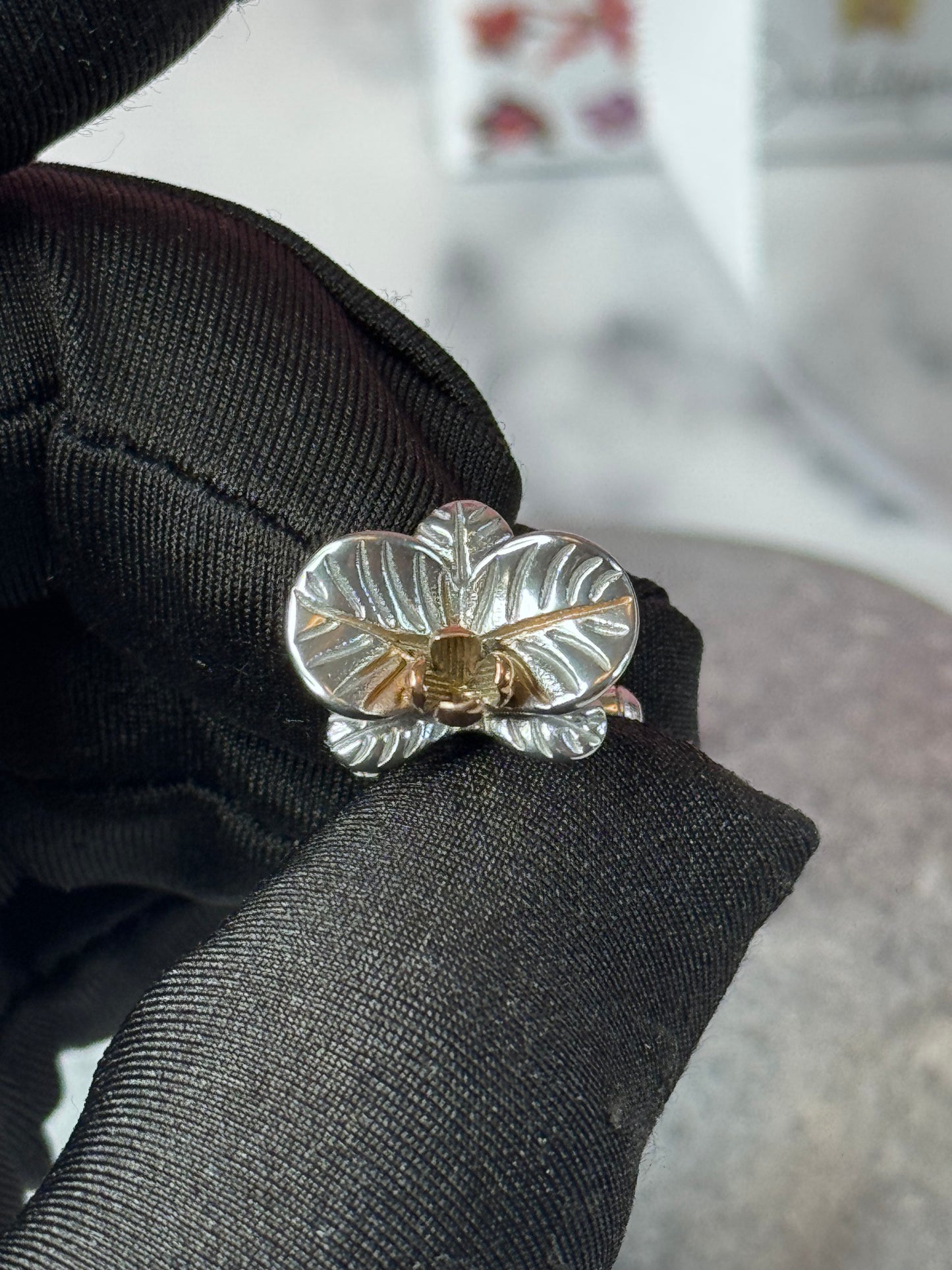 Stainless Steel Orchid Cufflinks