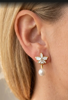 Cattleya Alba Orchid Stud Earrings — Orchidique view 3