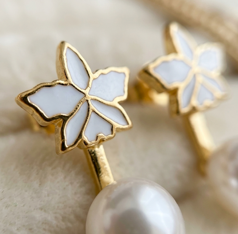 Cattleya Alba Orchid Stud Earrings — Orchidique view 2