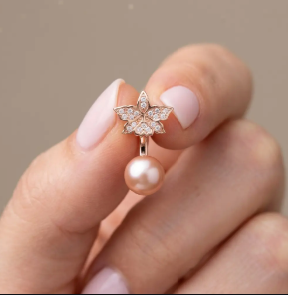 Signature Pink Zircon Cattleya Earring, Rose Pearl Jacket : 18k Rose Gold Rose Pearl - Orchidique