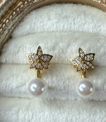 Signature Pink Zircon Cattleya Earring, Rose Pearl Jacket : 18k Rose Gold Rose Pearl - Orchidique