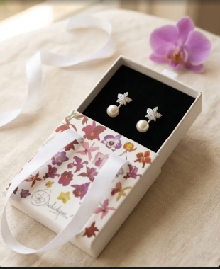 Cattleya Alba Orchid Stud Earrings — Orchidique view 2