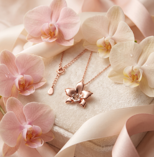 Aloha Rose Gold  Orchid Pendant Necklace - Orchidique
