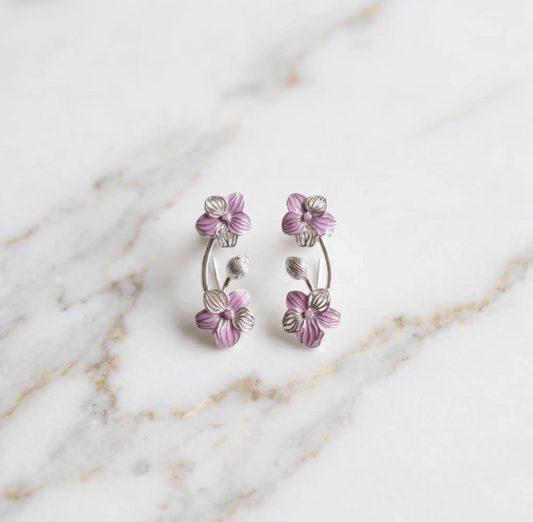 Purple Vanda Orchid Climber Earrings
