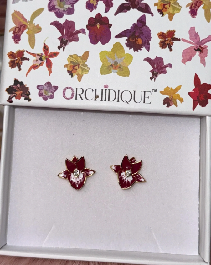 Catasetum Collection : Mel's Burgandy Red Catasetum Orchid Jewelry Set