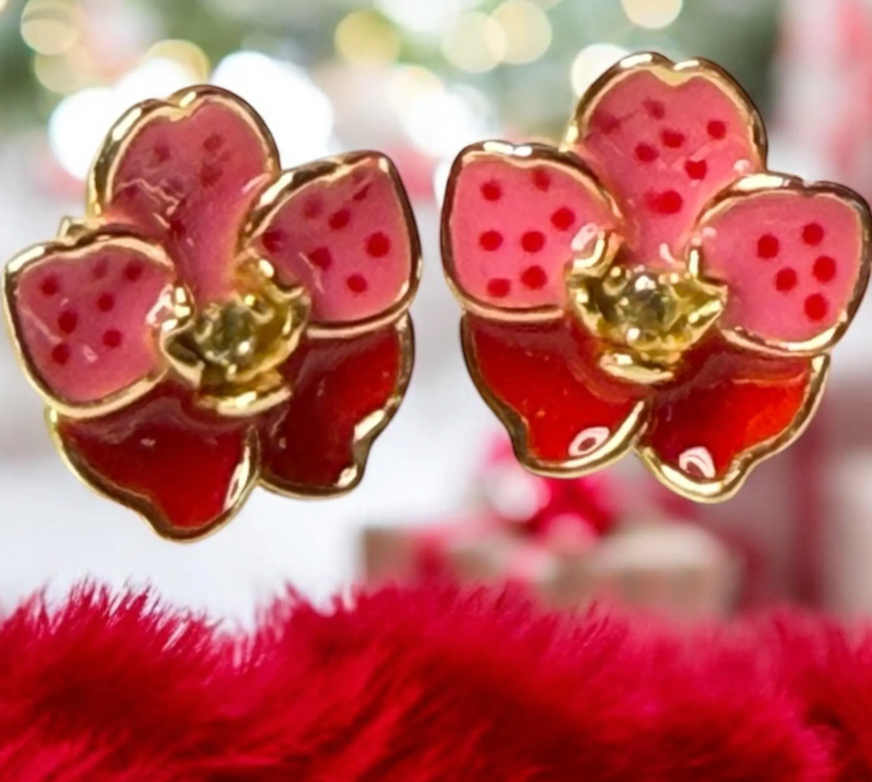 Vanda Dotted Delights Collection: Red and Pink Magic inspired Vanda Earrings