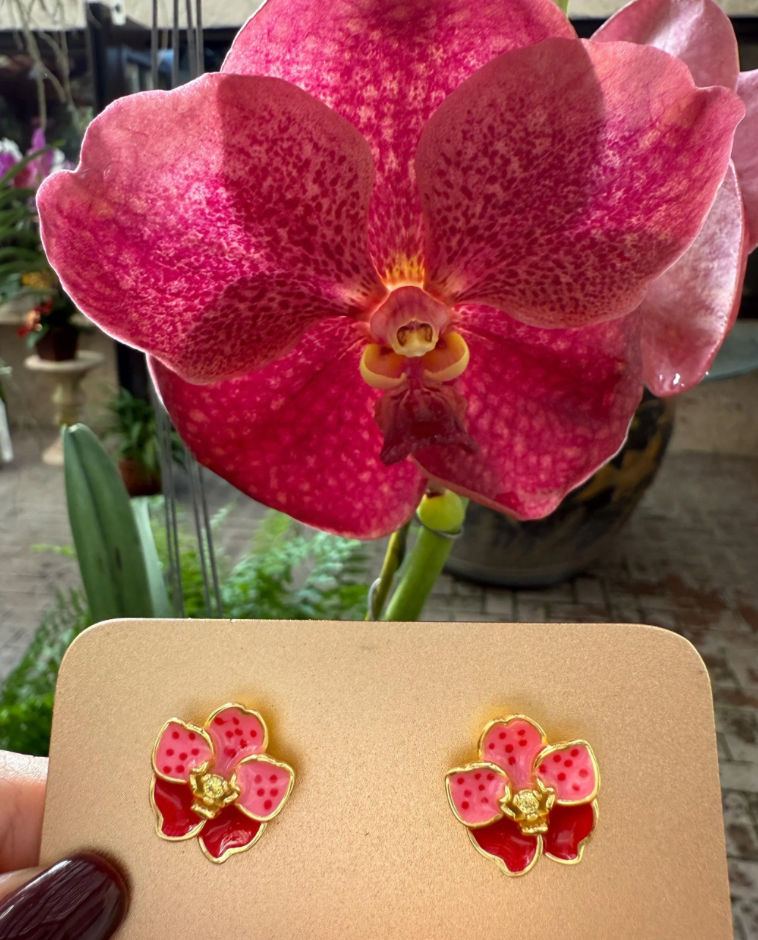 Vanda Dotted Delights Collection: Red and Pink Magic inspired Vanda Earrings