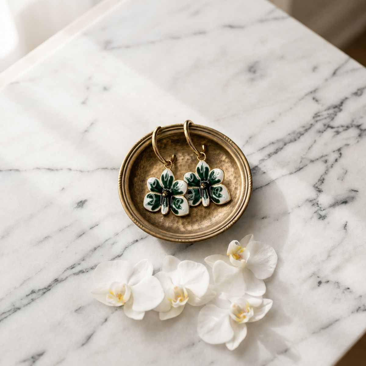 Vanda Orchid Lariat Necklace and Huggie Hoops — Orchidique view 6
