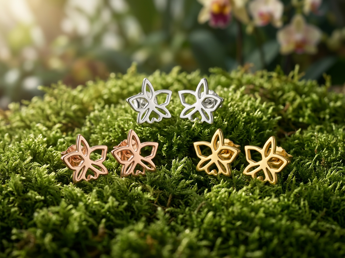 dainty orchid stud earrings, gold plated sterling silver – Orchidique
