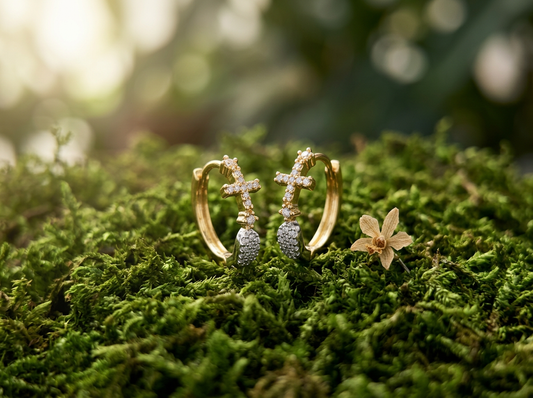 Orchid Cluster Huggie Hoop Earrings — Orchidique view 1