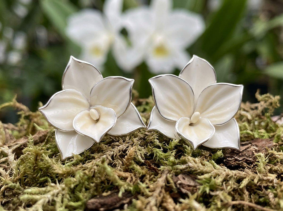 Cattleya Orchid Stud Earrings — Orchidique view 1