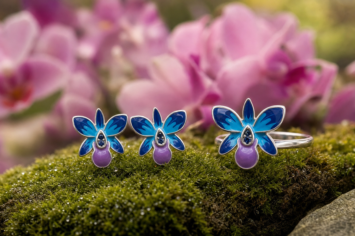 Dendrobium Orchid Necklace, Earrings or Ring — Orchidique view 1