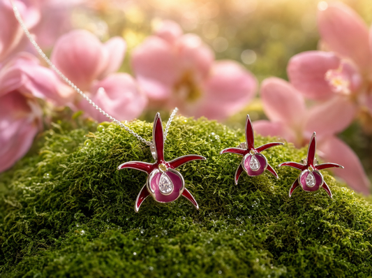 Brassocattleya Star Orchid Necklace or Studs — Orchidique view 1