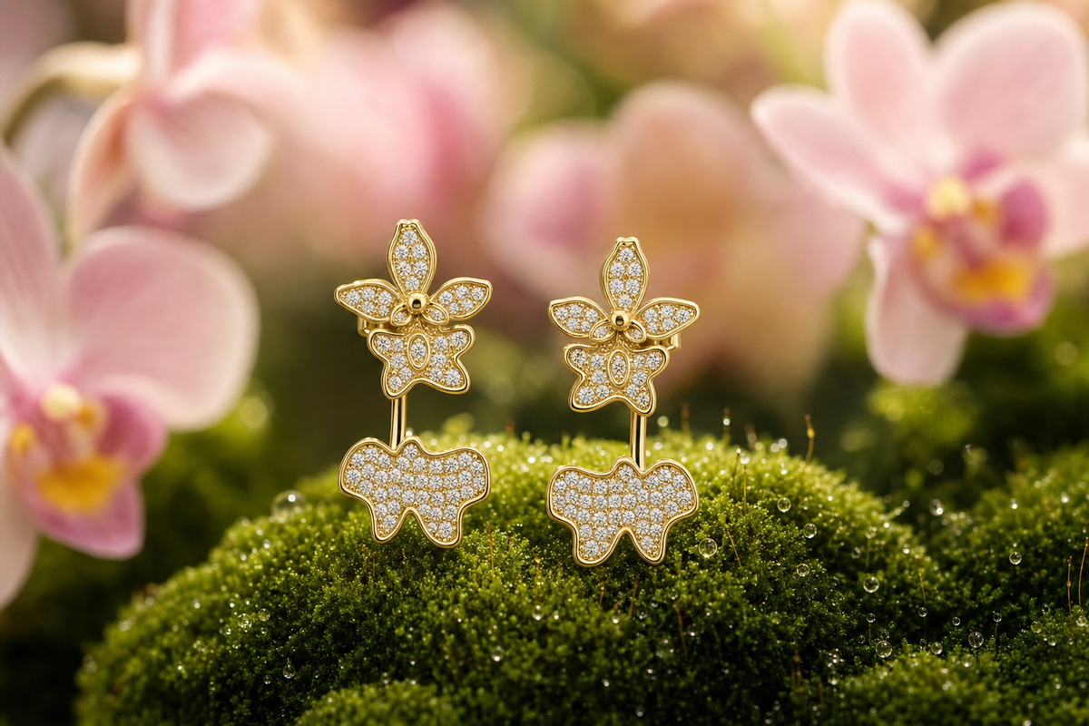 Tolumnia Orchid Stud Earrings — Orchidique view 1