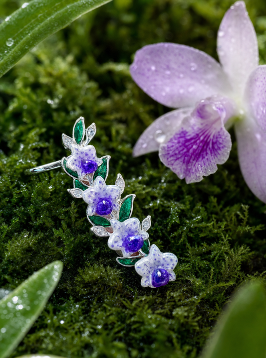 Cattleya Orchid Ear Climber Cuff — Orchidique view 1