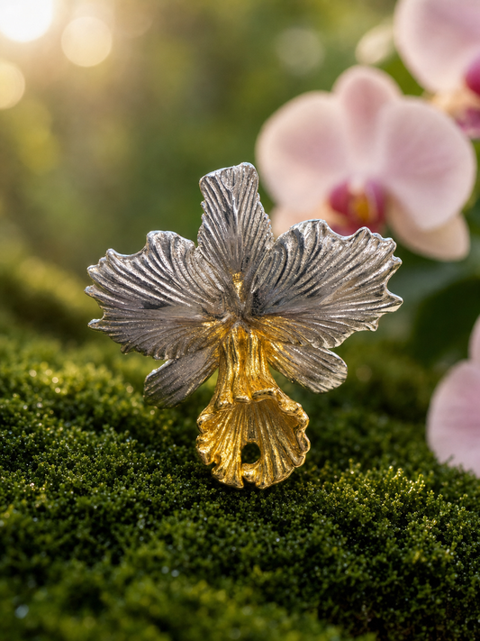 Cattleya Dowiana Orchid Brooch — Orchidique view 1