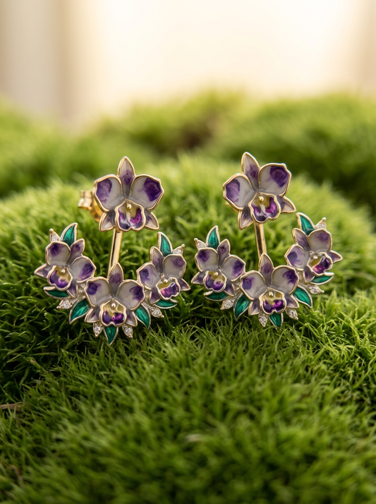 Cattleya Orchid Stud Earrings — Orchidique view 1