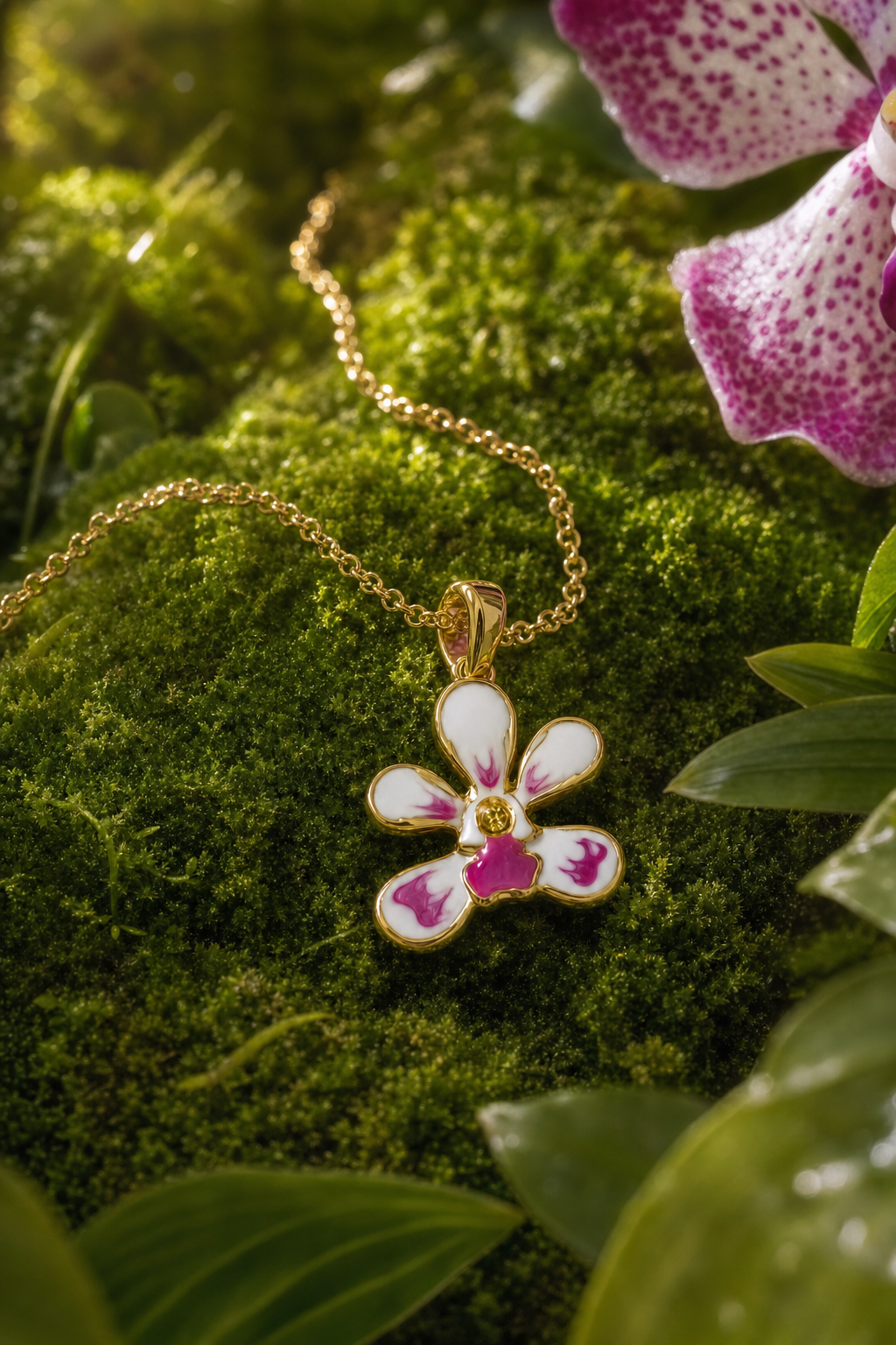 Vanda Luzonica Orchid Pendant Necklace — Orchidique view 1