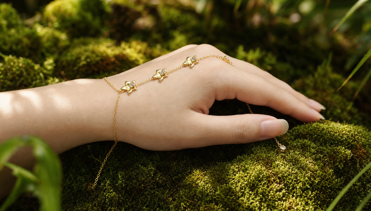 Cattleya Orchid Hand Chain — Orchidique view 1
