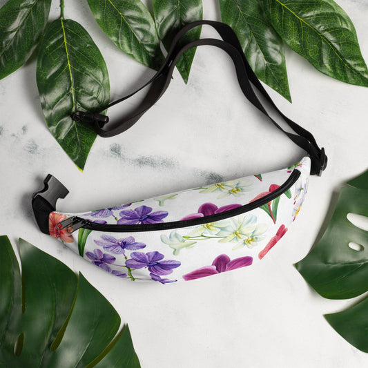 Bloomin' Orchids Fanny Pack · Versatile Crossbody Bag · Stylish Travel Purse - Orchidique