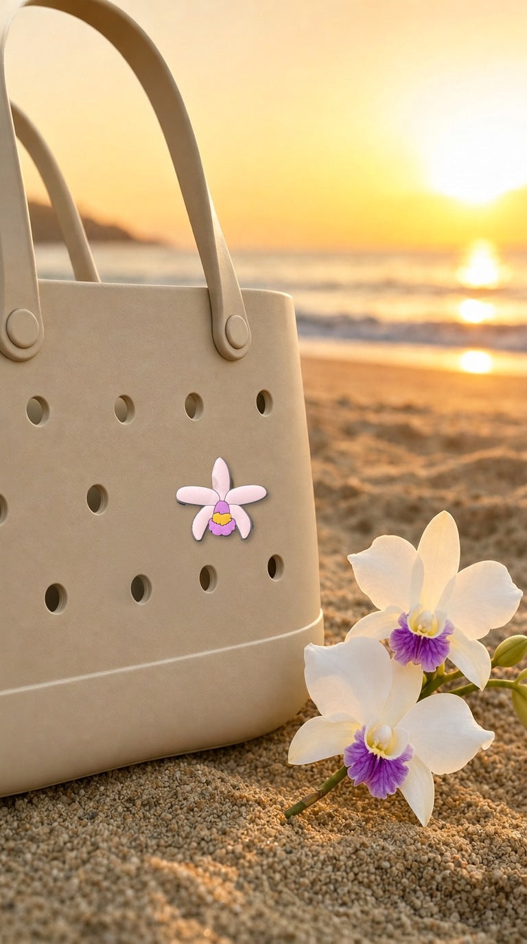 blush cattleya PVC tote bag charm beach sunset