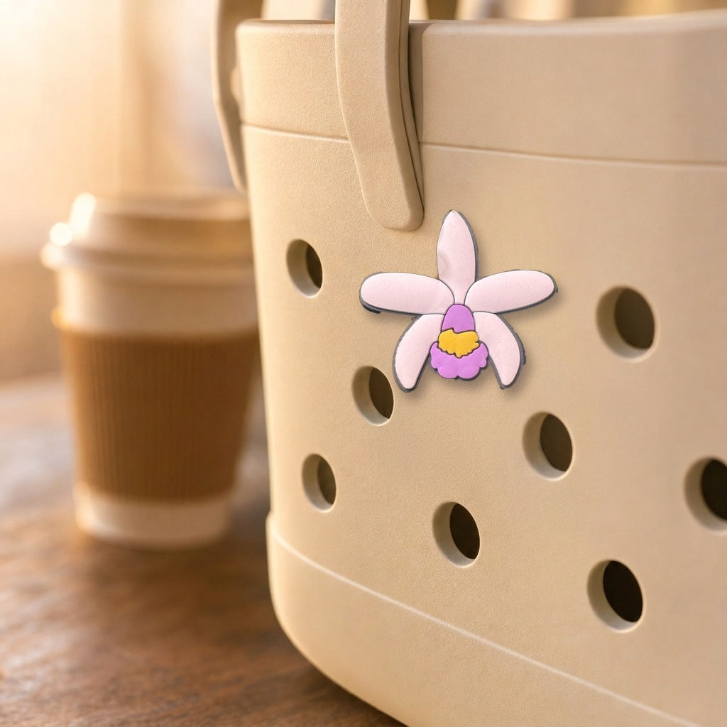 blush cattleya PVC tote bag charm coffee shop