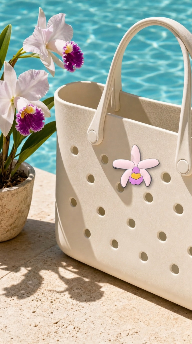 blush cattleya PVC tote bag charm poolside
