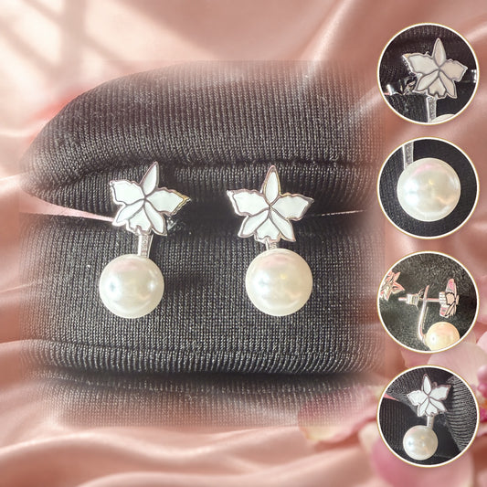 cattleya orchid stud earrings, pearl, 14K gold plated sterling silver – Orchidique