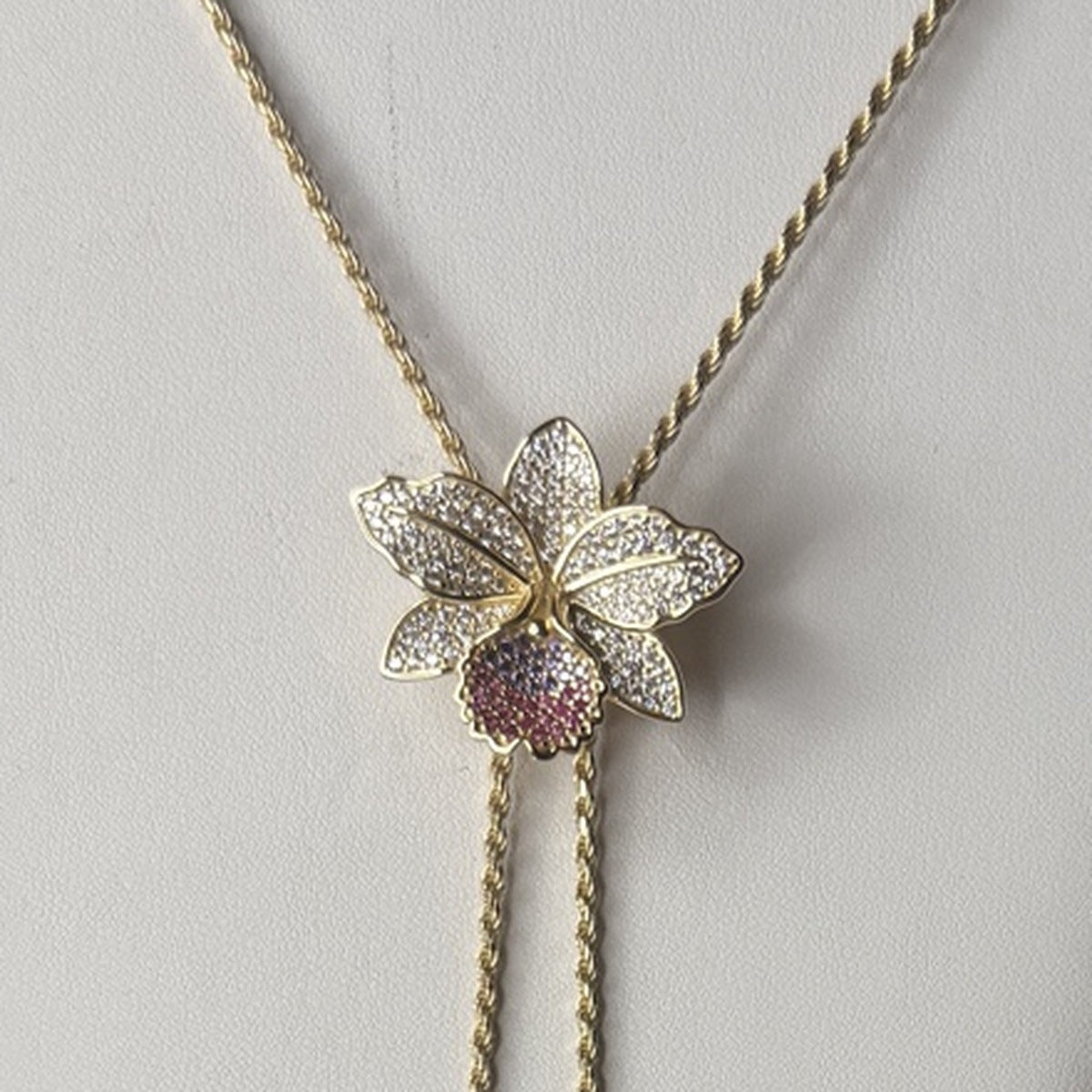 cattleya orchid necklace, 14K gold plated sterling silver, eleventh view – Orchidique