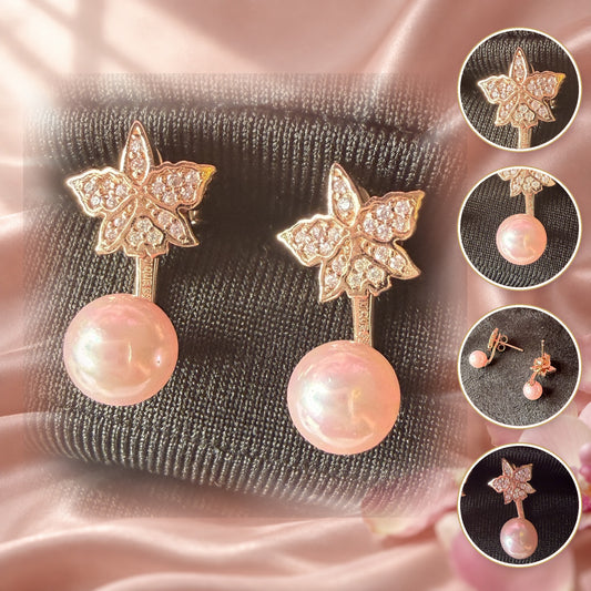 cattleya orchid stud earrings, pink zircon rose pearl, 18K gold plated sterling silver – Orchidique