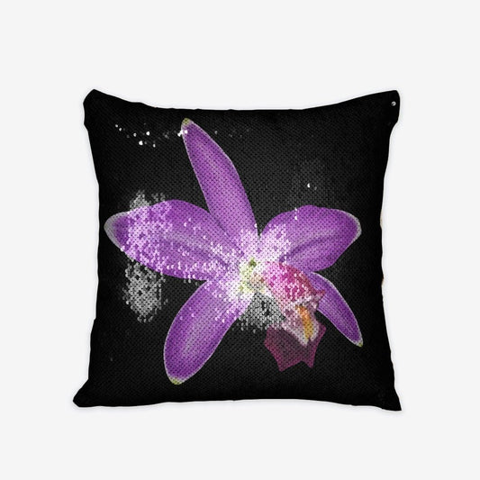 Cattleya Violacea Pillow • Reversible Sequin Pillow • Orchid Lover Gift - Orchidique