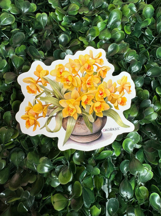 Cattleya Yellow Orchid Stickers (3.5") • Waterproof Vinyl Stickers • Laptop Stickers • Water Bottle Stickers • Flower Stickers • Orchidique™ - Orchidique