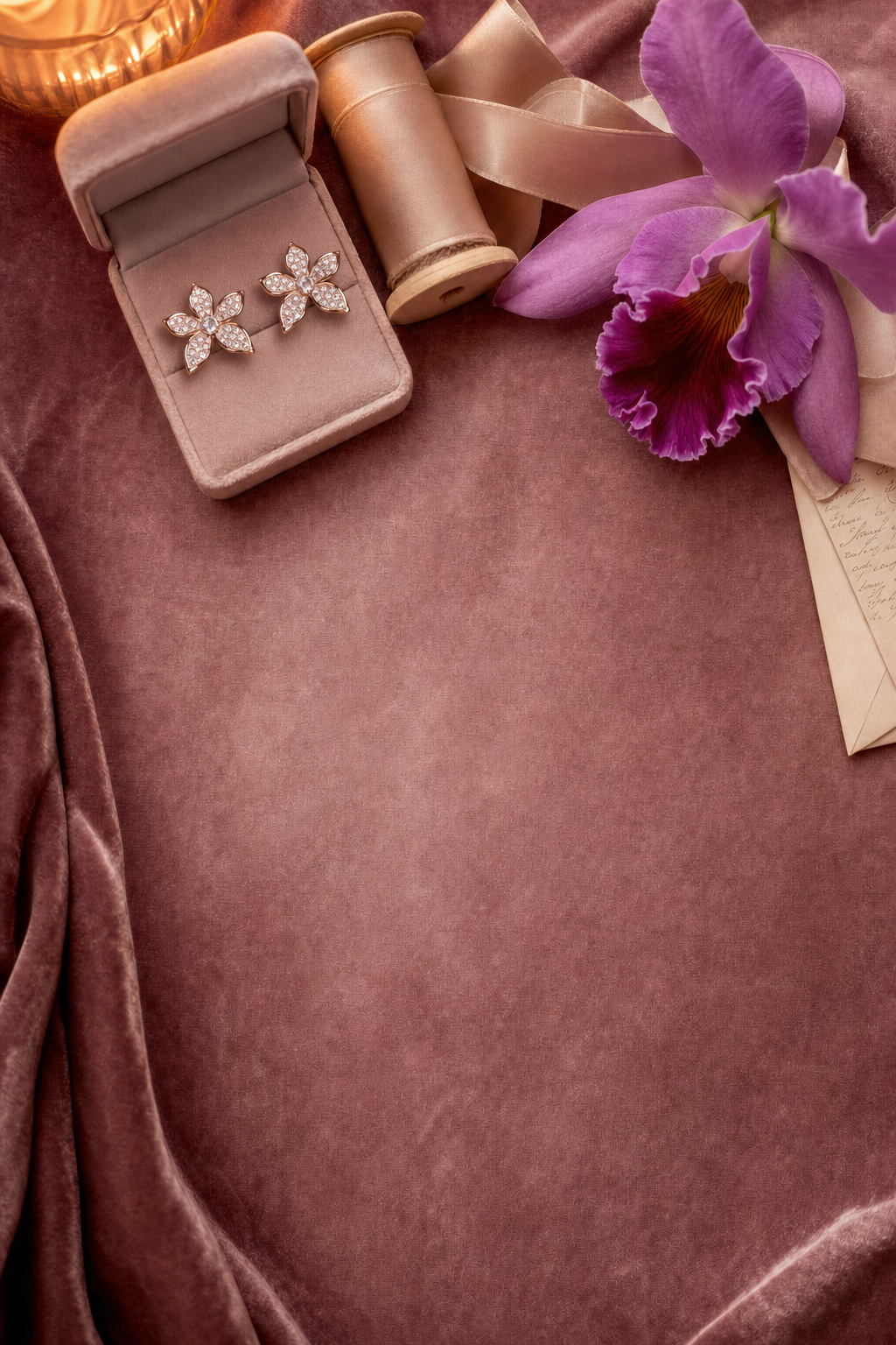 Cattleya Orchid Zircon Stud Earrings • Gold, Rose Gold, or White Gold Silver - Orchidique