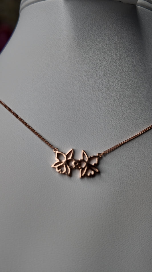 Double Cattleya Orchid Silhoutte Pendant Necklace