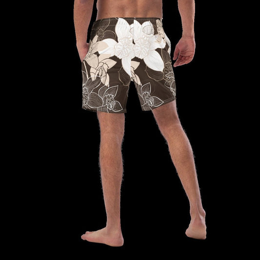 Expresso Orchid Print Men's Swim Trunks · Unique Swimwear · Beach Vacation Shorts - Orchidique