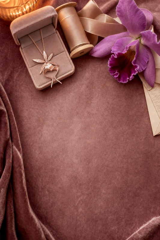 Ghost Orchid Pendant Necklace • Rose Gold • 925 Silver • Dendrophylax Orchid Jewelry