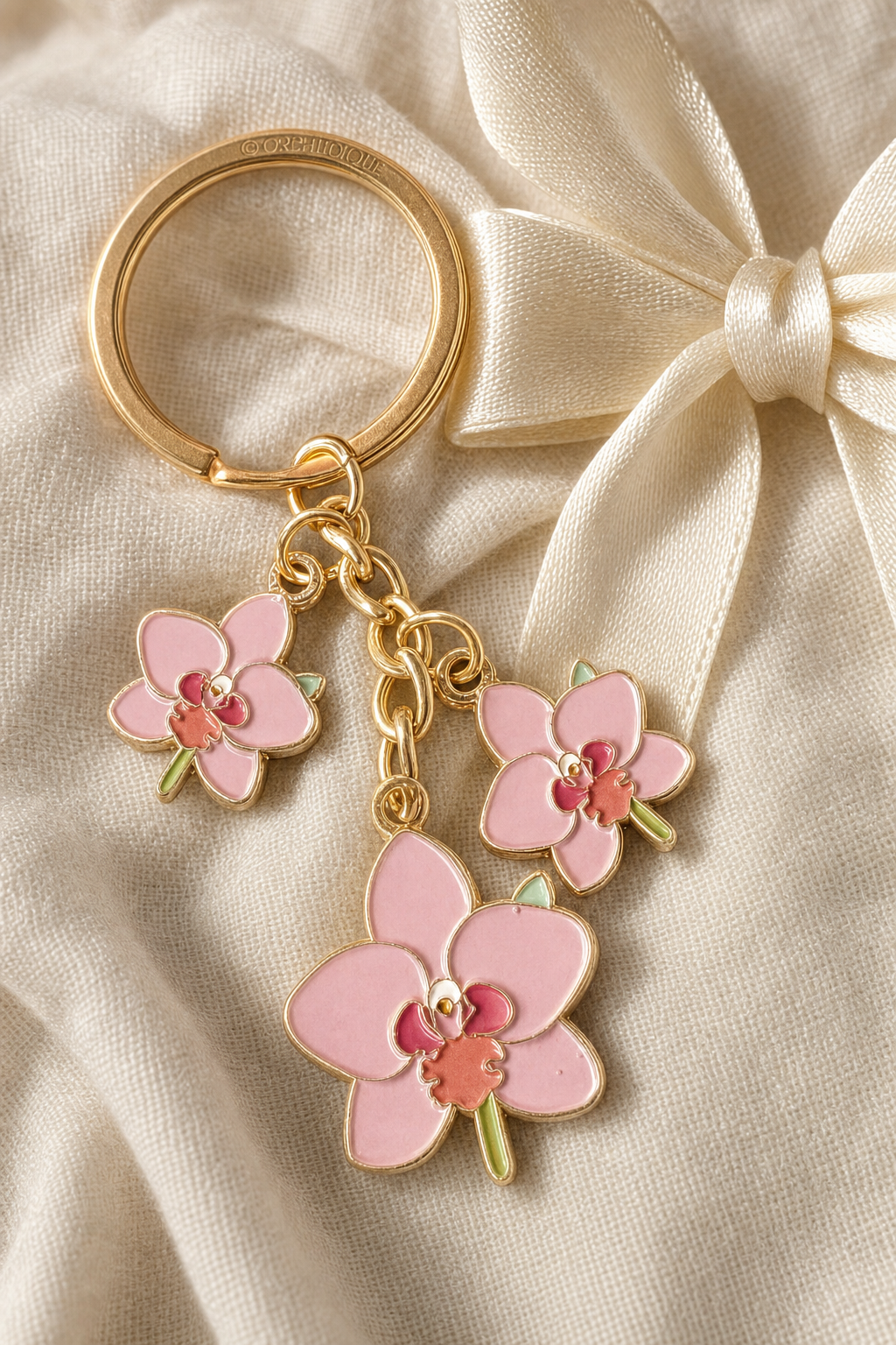 Phalaenopsis Orchid Keychain • Pink Enamel Flower Charm • Orchid Gift - Orchidique