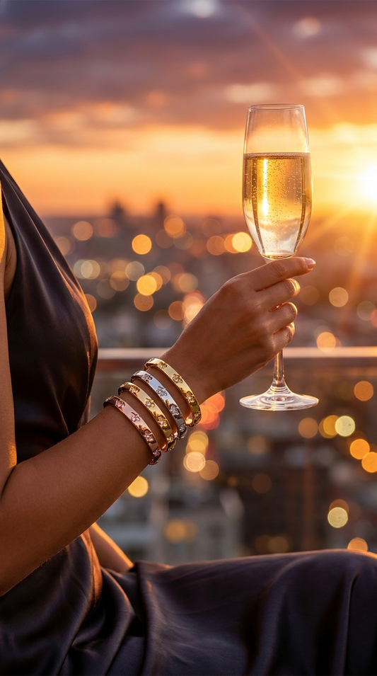 Synchrony Aloha: Cattleya Overlay Bangle | Gold Plated- Tarnish Free Bracelet