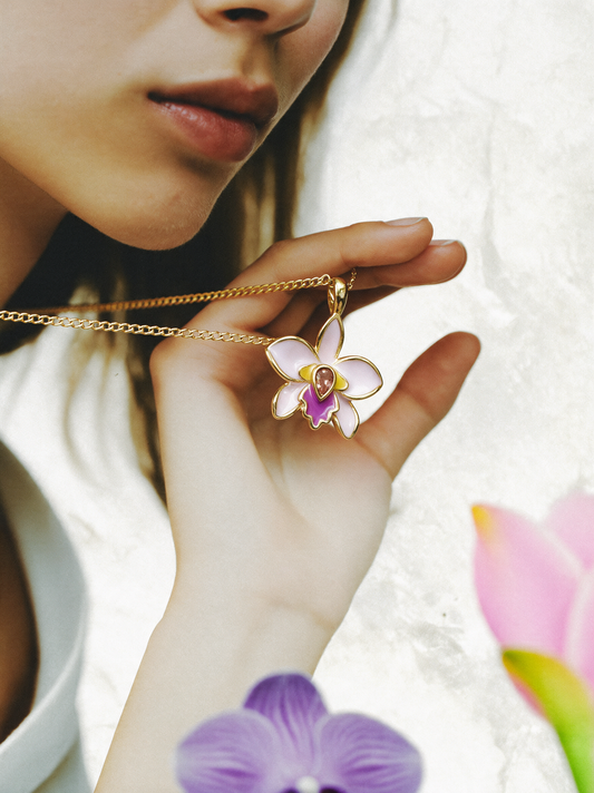The Violacea Collection: White and Purple Cattleya Orchid Jewelry - Orchidique