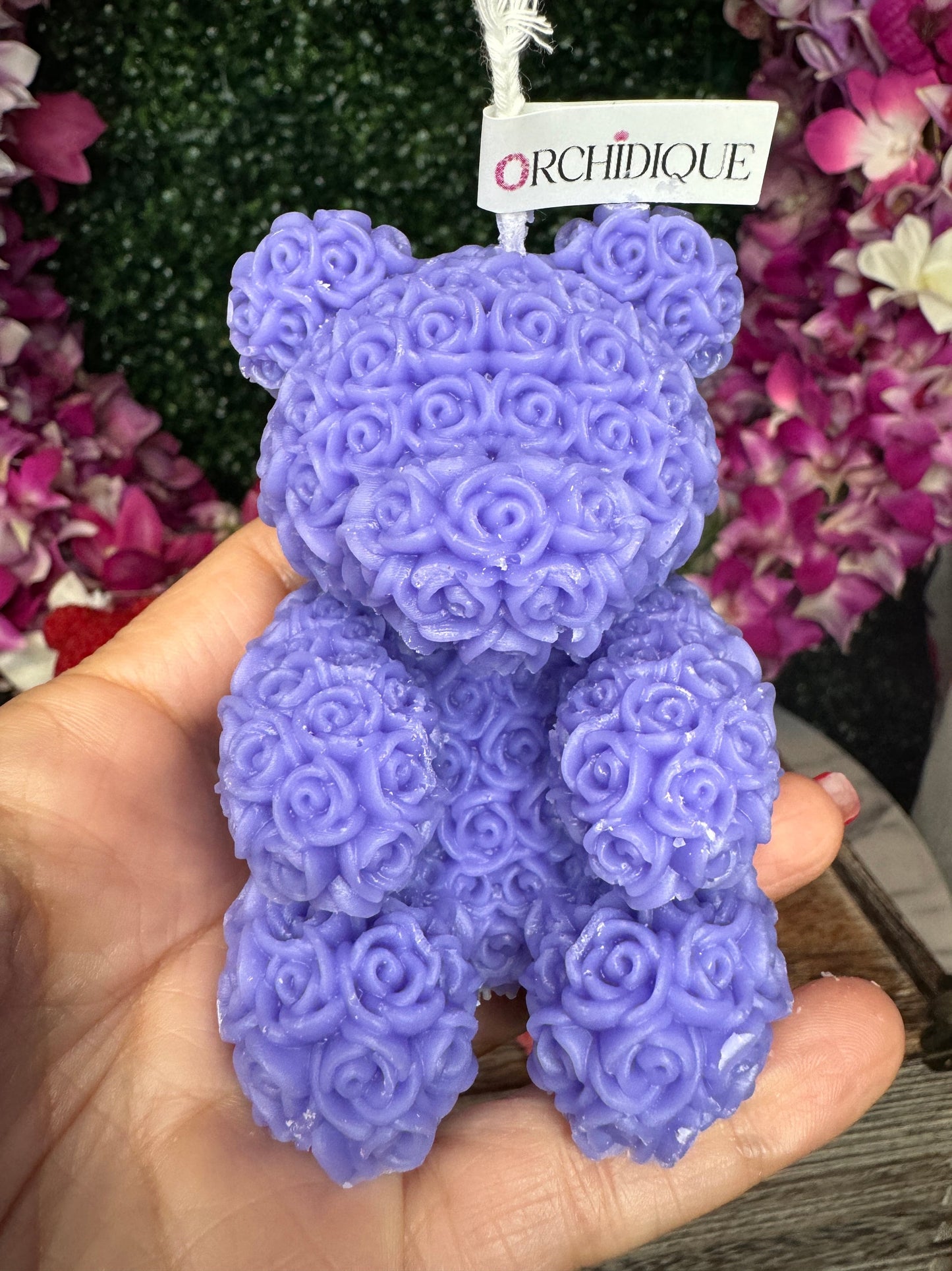 Pink Teddy Bear Soy Candle Orchid & Sea Salt Scented Decor