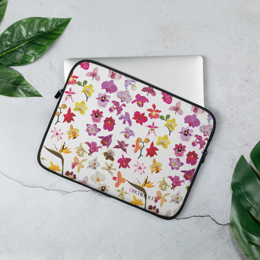 Mix of Orchids Laptop Sleeve • Tropical Floral Laptop Case • Orchid Laptop Protector - Orchidique