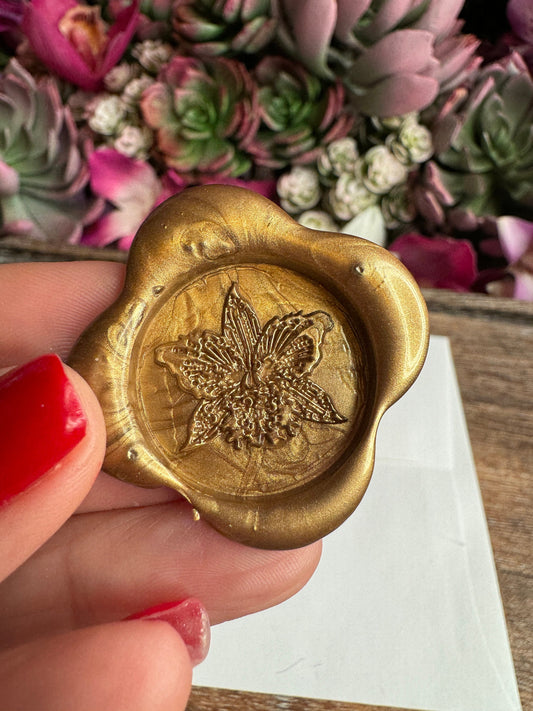 Floral Shape Orchid Cattleya Handmade Self-Adhesive Wax Seal Stickers: Perfect for Invitations, Menus,  Seating Charts - Orchidique